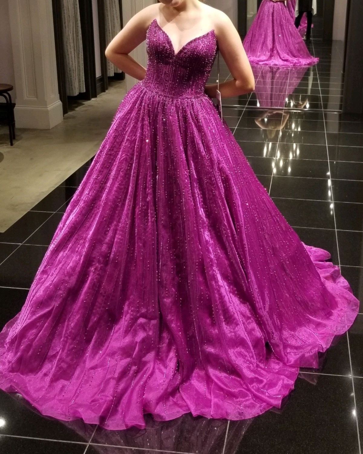 Jovani Size 4 Prom Strapless Purple Ball Gown on Queenly