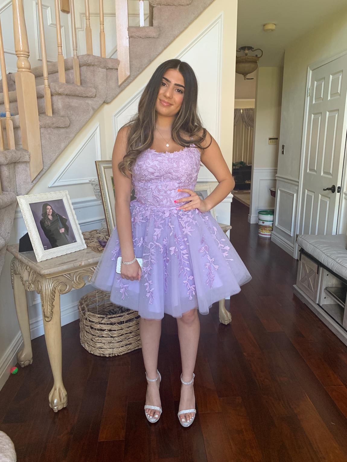 Sherri Hill Size 6 Homecoming Strapless Lace Light Purple Cocktail Dress on Queenly