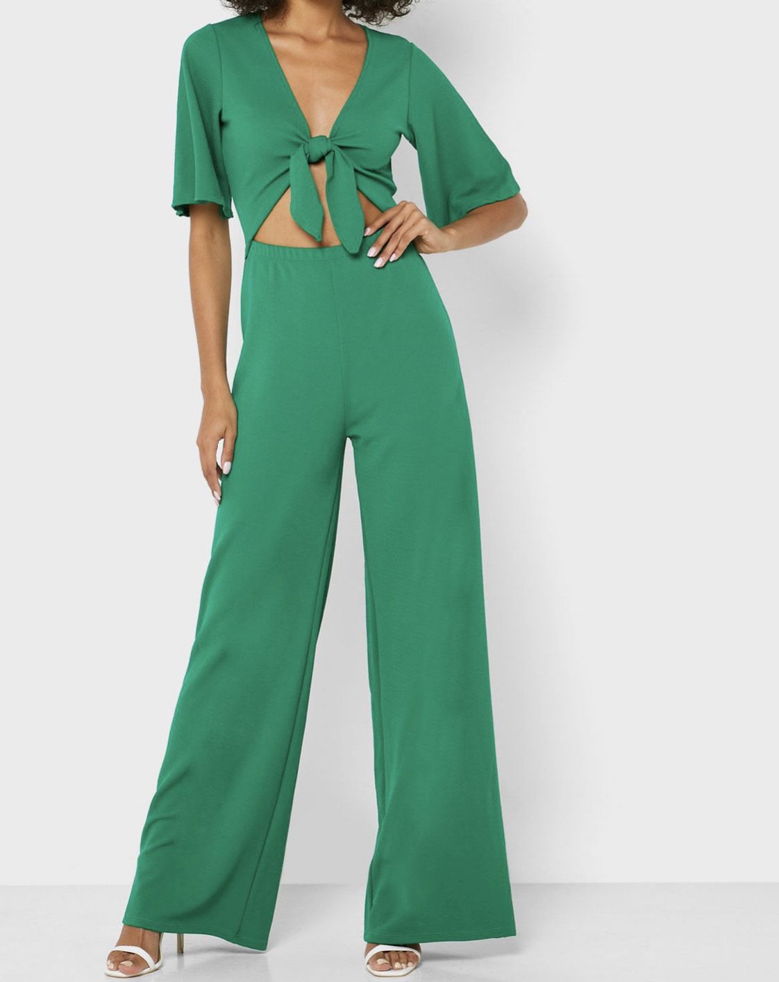 Missguided Tall Size 4 Plunge Green Formal Jumpsuit on Queenly