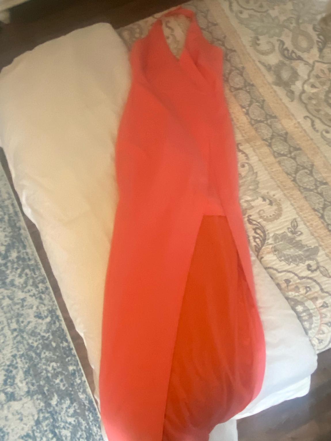 Likely Size 6 Bridesmaid Halter Coral Floor Length Maxi on Queenly