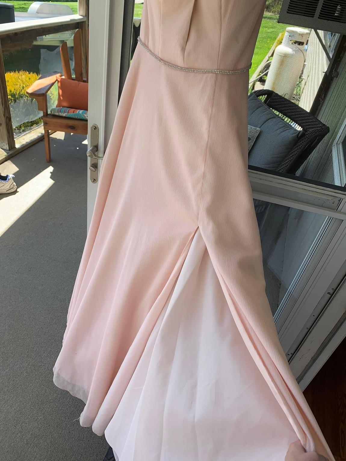 Size 6 Prom Sequined Light Pink Side Slit Dress on Queenly