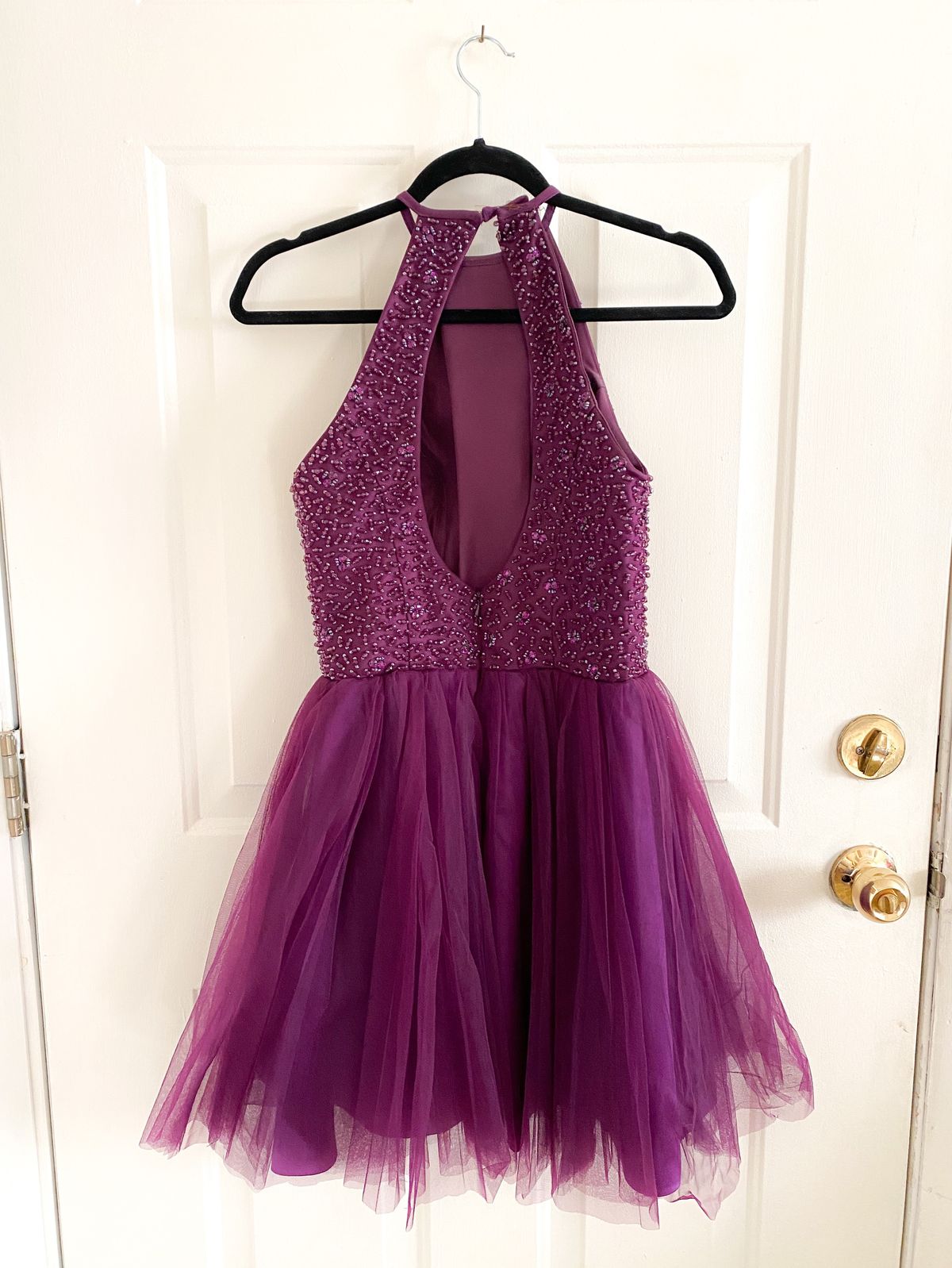 Sherri Hill Size 2 Homecoming Halter Sequined Purple Cocktail Dress on Queenly