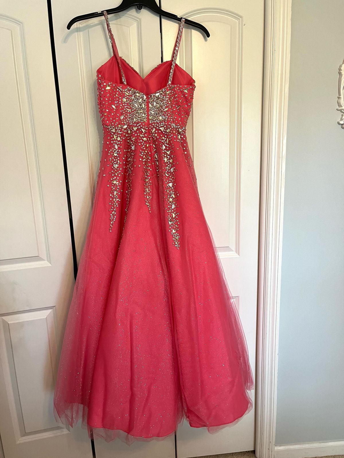 Size 2 Prom Sequined Hot Pink Ball Gown on Queenly