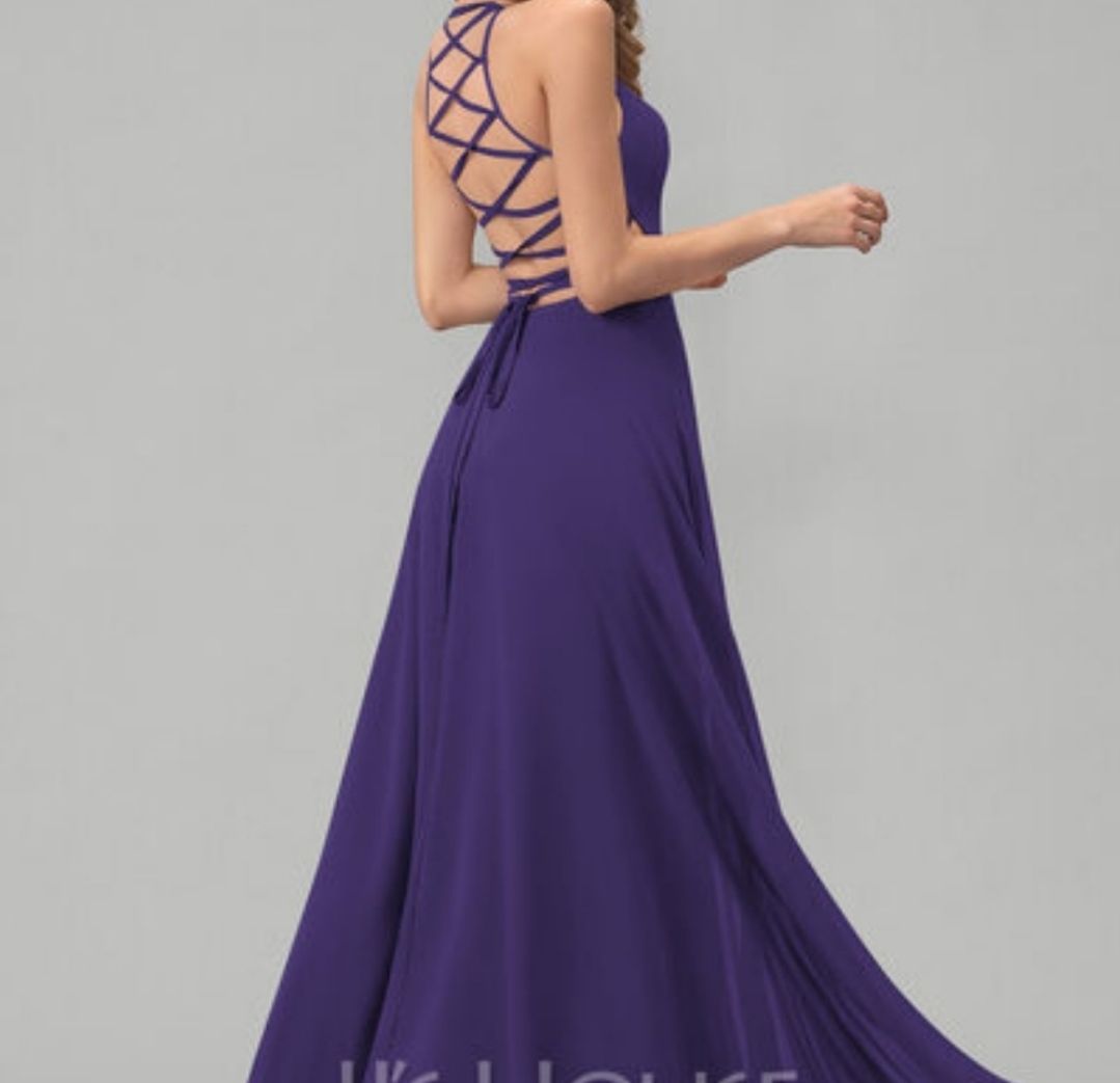 JJ's House Size 8 Bridesmaid Purple Side Slit Dress on Queenly