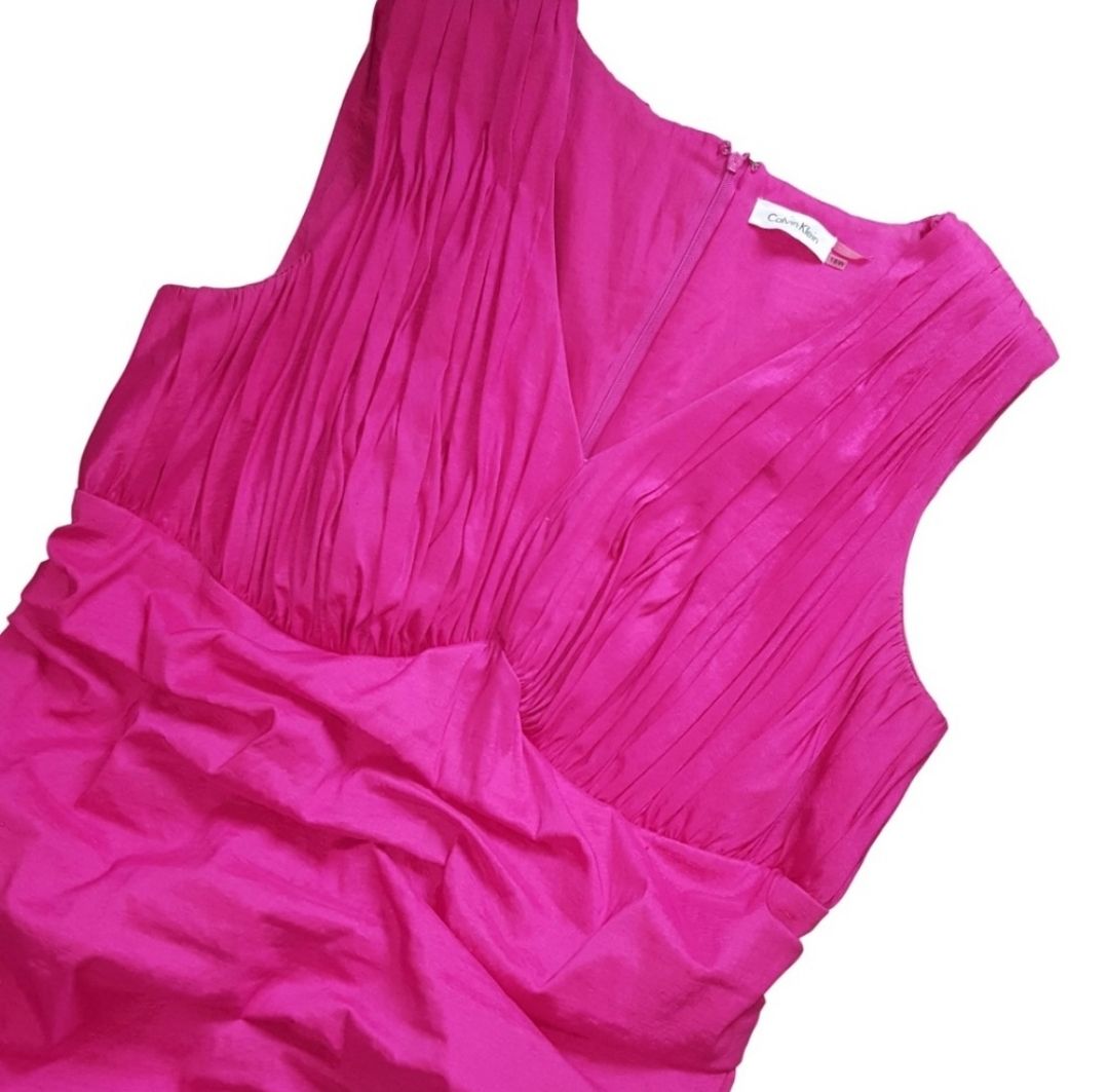 Calvin Klein Plus Size 16 Homecoming Satin Hot Pink Cocktail Dress on Queenly