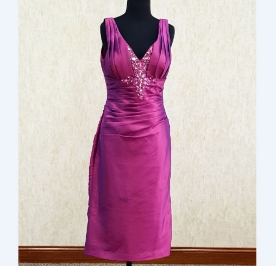 Private Label Size 12 Satin Hot Pink Cocktail Dress on Queenly