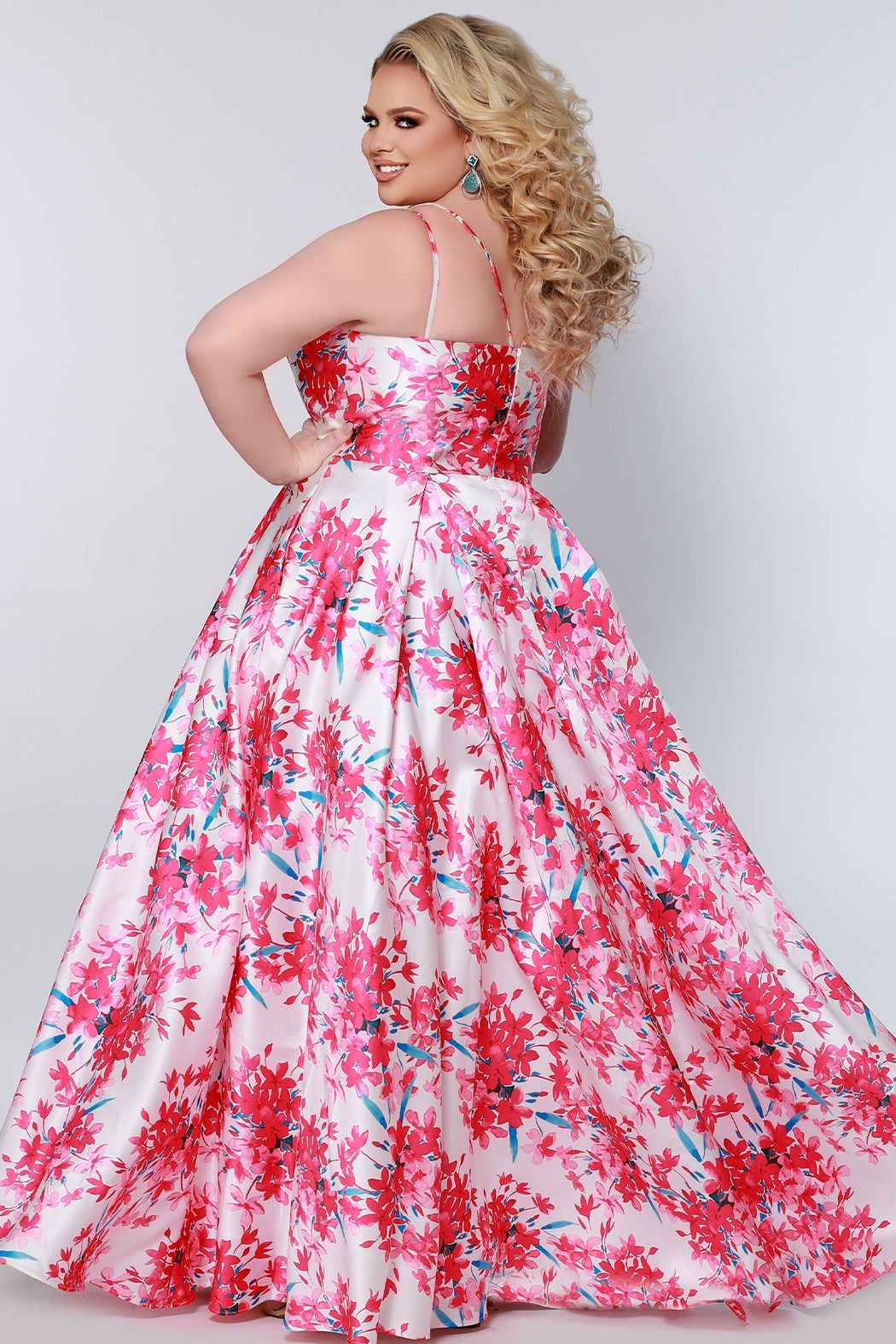 Style CE2207 Sydney's Closet Plus Size 20 Prom Floral Hot Pink Ball Gown on Queenly
