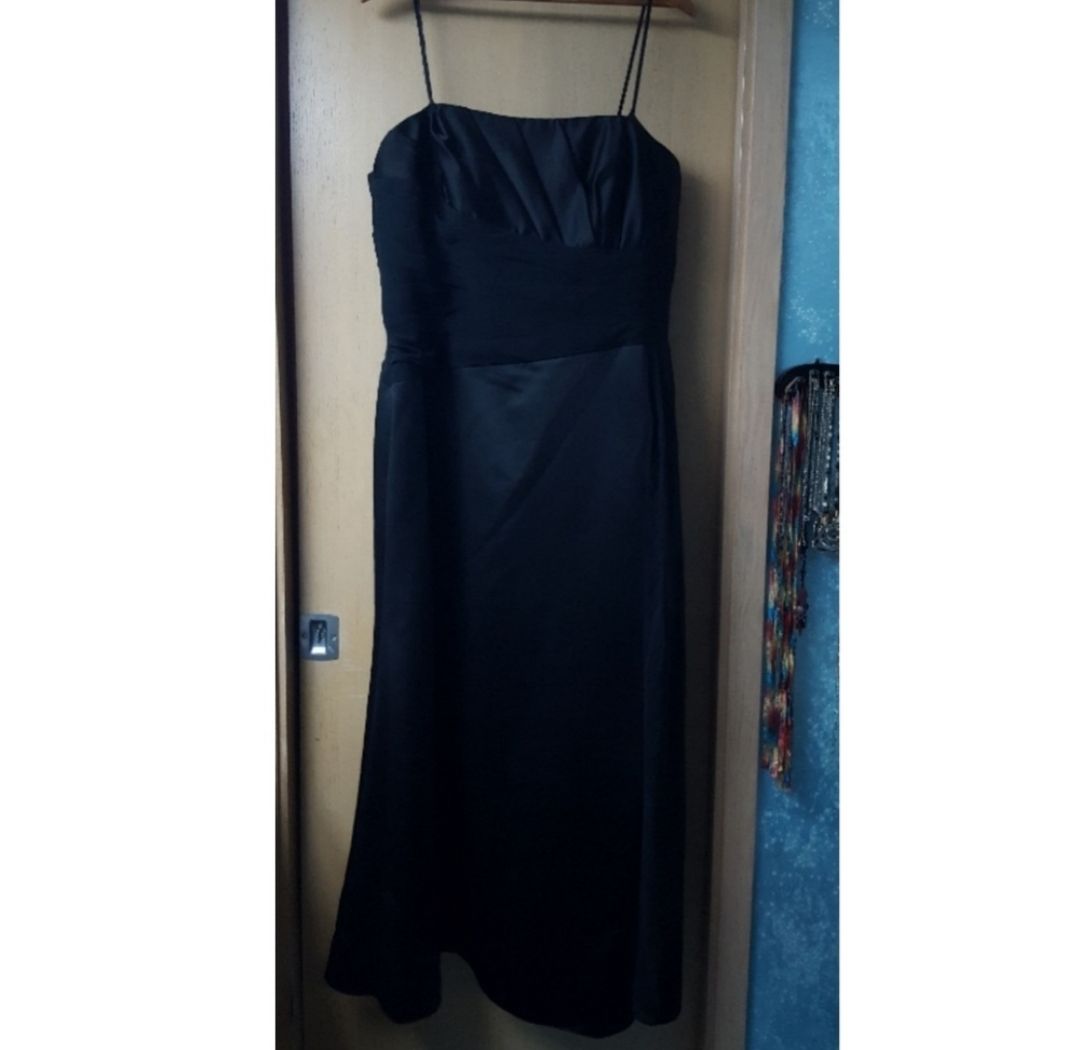 David's Bridal Plus Size 20 Strapless Satin Black A-line Dress on Queenly