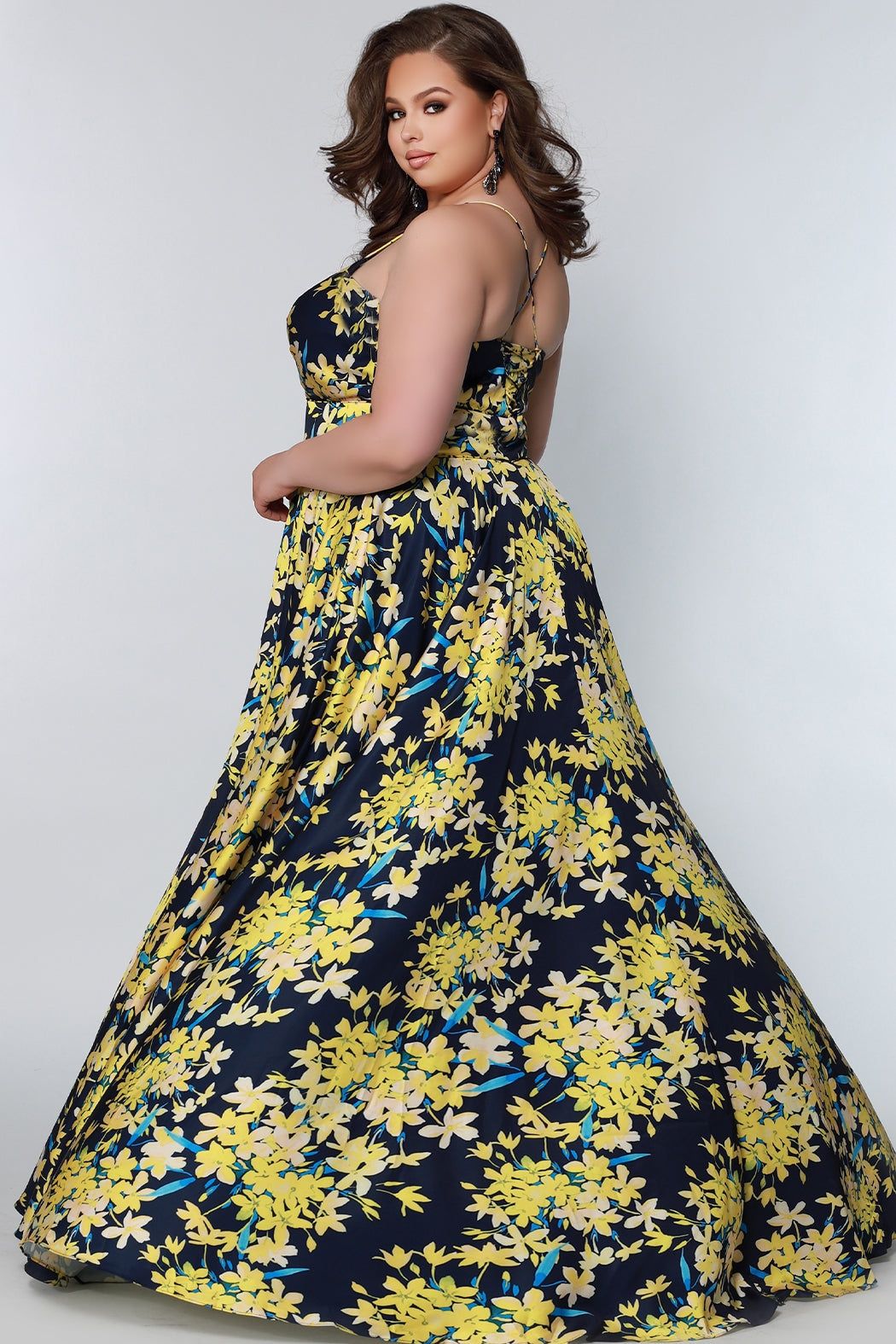 Style CE2206 Sydney's Closet Plus Size 20 Prom Floral Yellow Ball Gown on Queenly