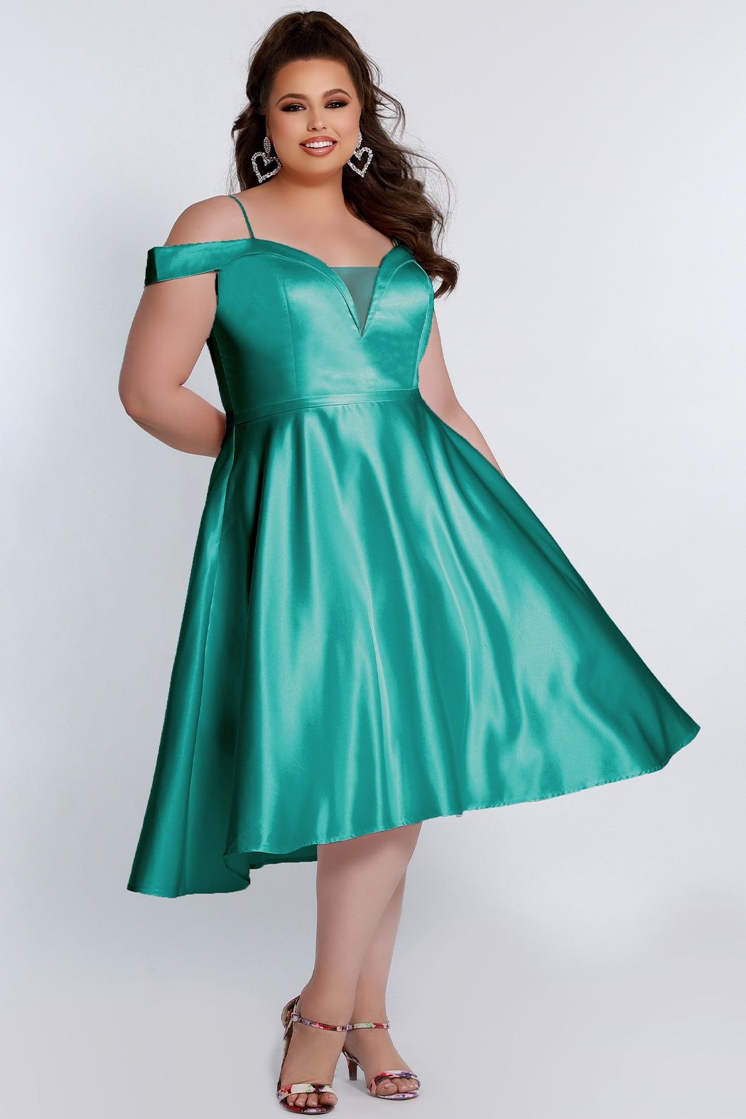 Style CE2011 Sydney's Closet Plus Size 26 Prom Satin Turquoise Green Cocktail Dress on Queenly