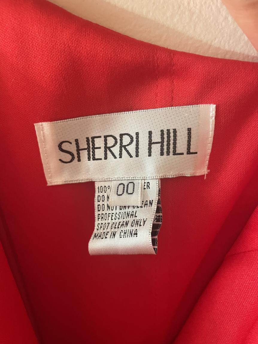 Sherri Hill Size 00 Pageant One Shoulder Satin Red Side Slit Dress on Queenly