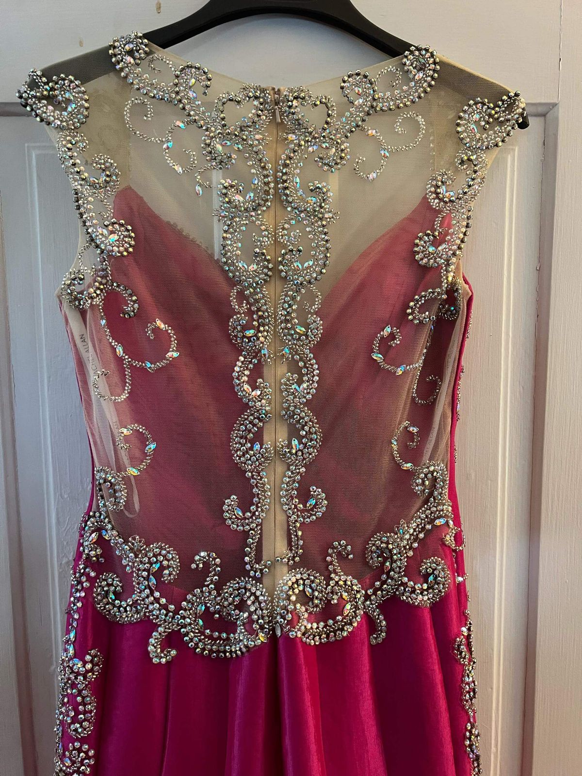 Mac Duggal Size 10 Prom Sequined Hot Pink Dress With Train on Queenly