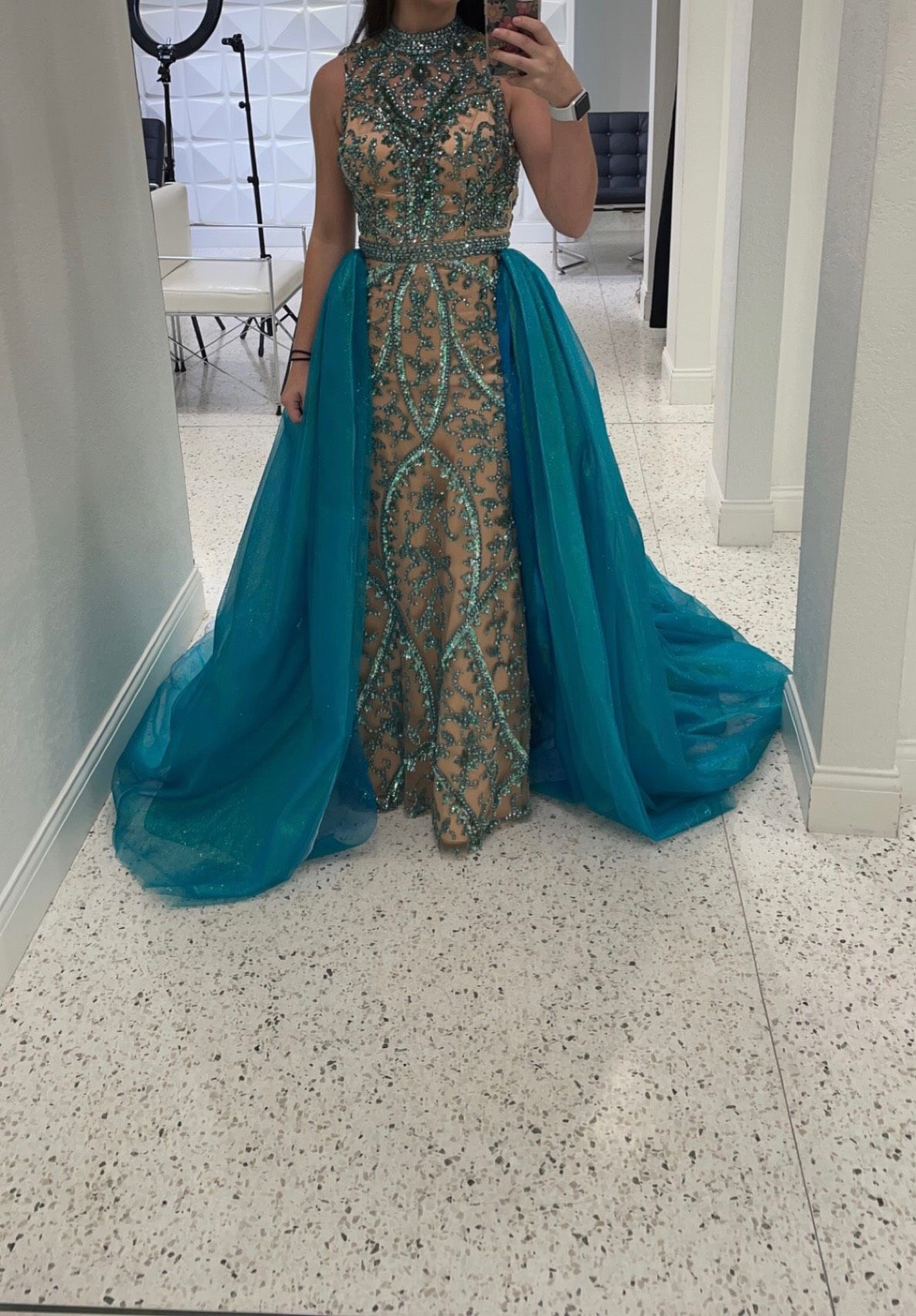 Sherri Hill Size 4 Prom Sequined Blue Floor Length Maxi on Queenly