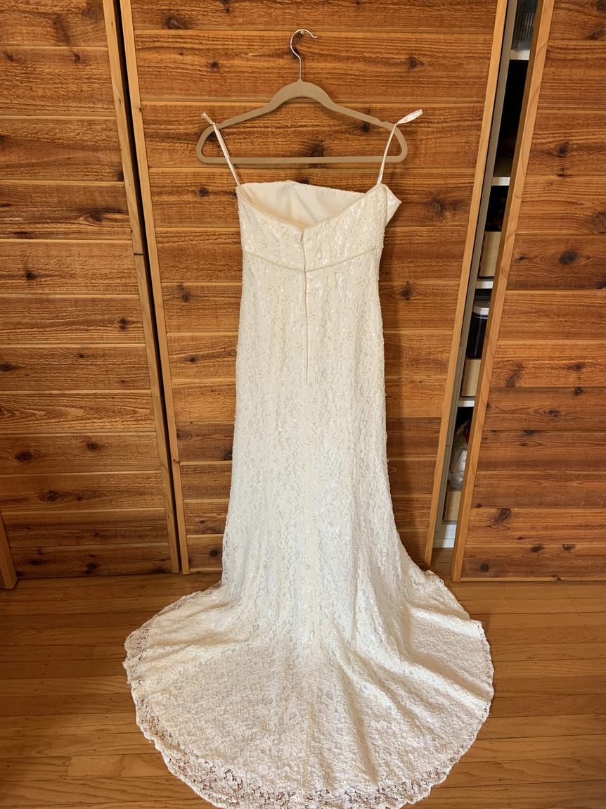 Galina Size 4 Wedding Strapless Lace White Dress With Train on Queenly