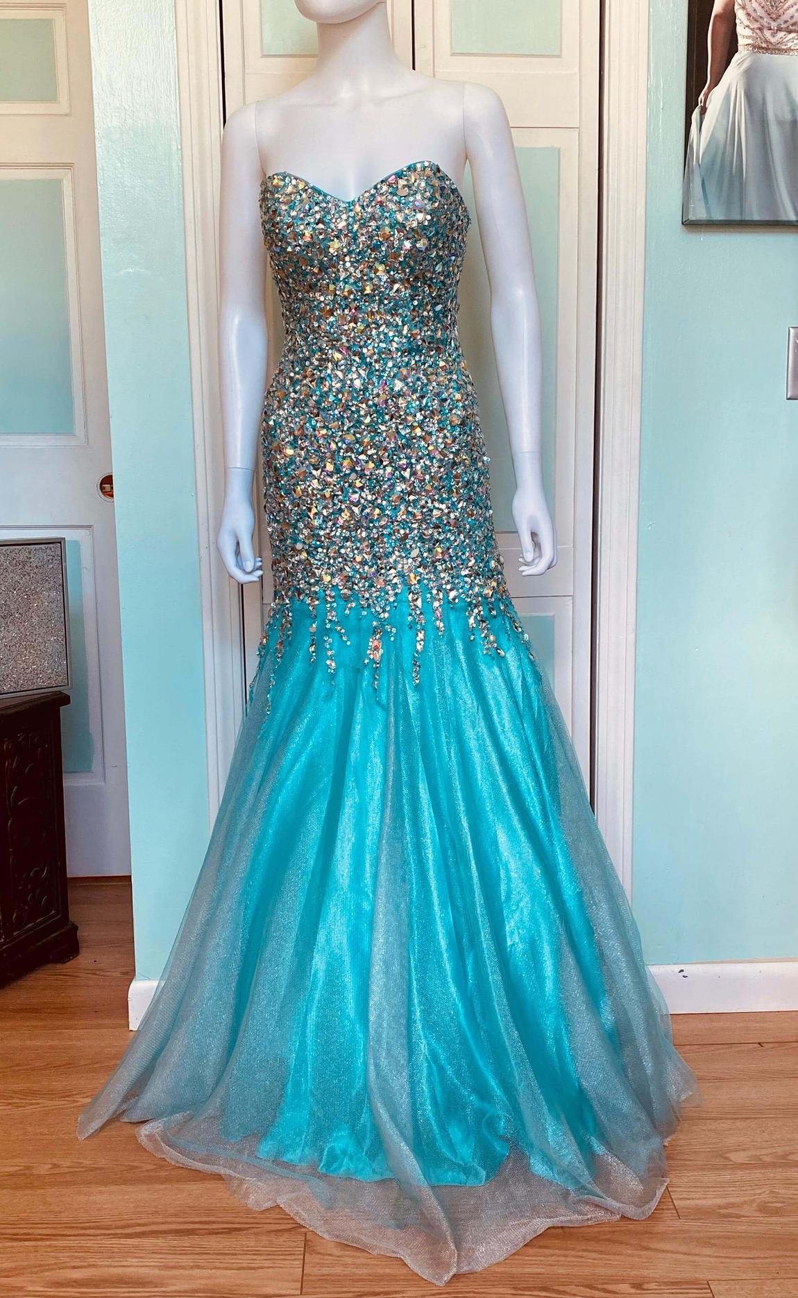 Size 4 Prom Turquoise Blue Mermaid Dress on Queenly
