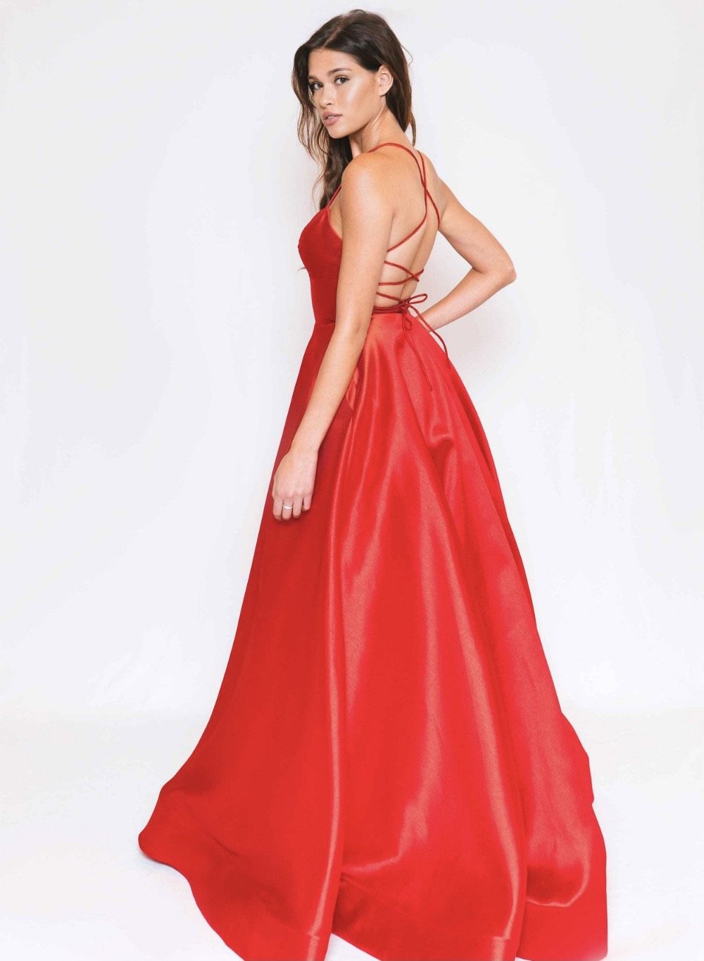 Sherri Hill Size 0 Bridesmaid Plunge Satin Red A-line Dress on Queenly