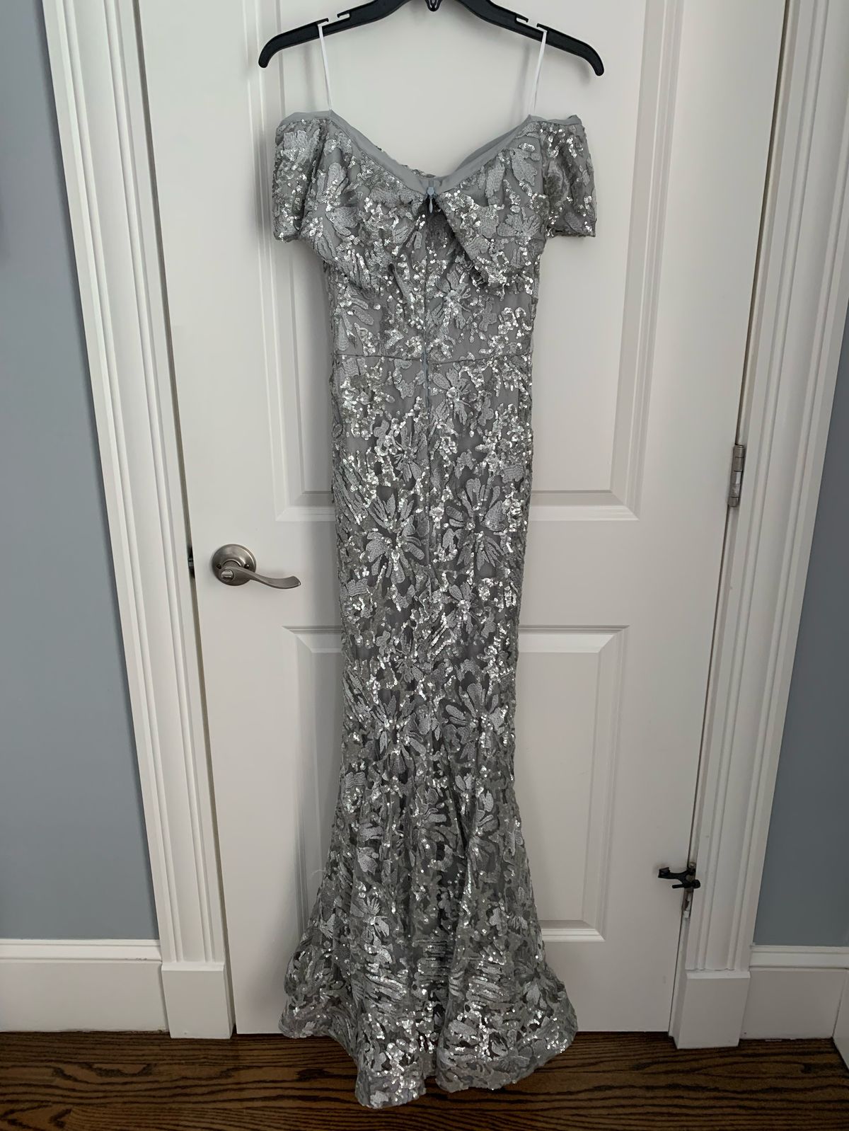 Nicole Bakti Size 2 Sequined Silver Mermaid Dress on Queenly
