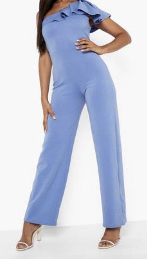Size 6 Light Blue Formal Jumpsuit on Queenly