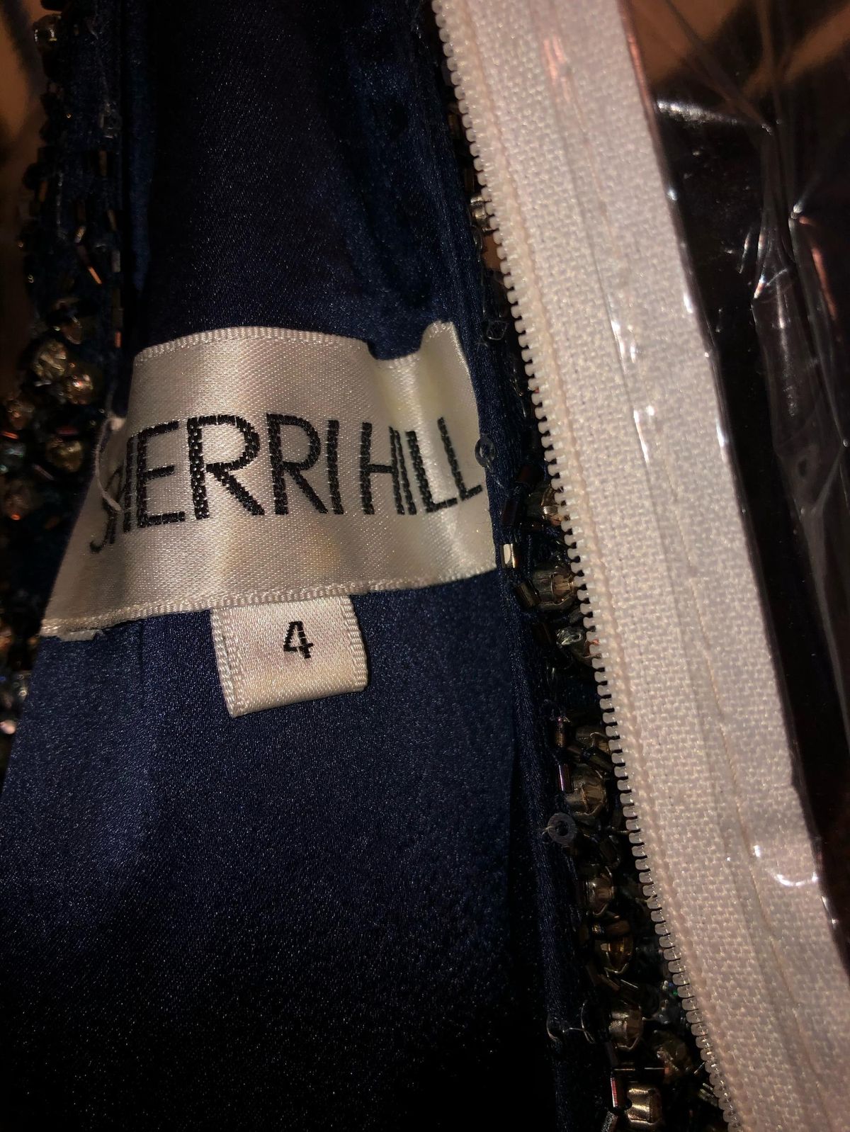 Sherri Hill Size 4 Prom Halter Velvet Navy Blue Floor Length Maxi on Queenly
