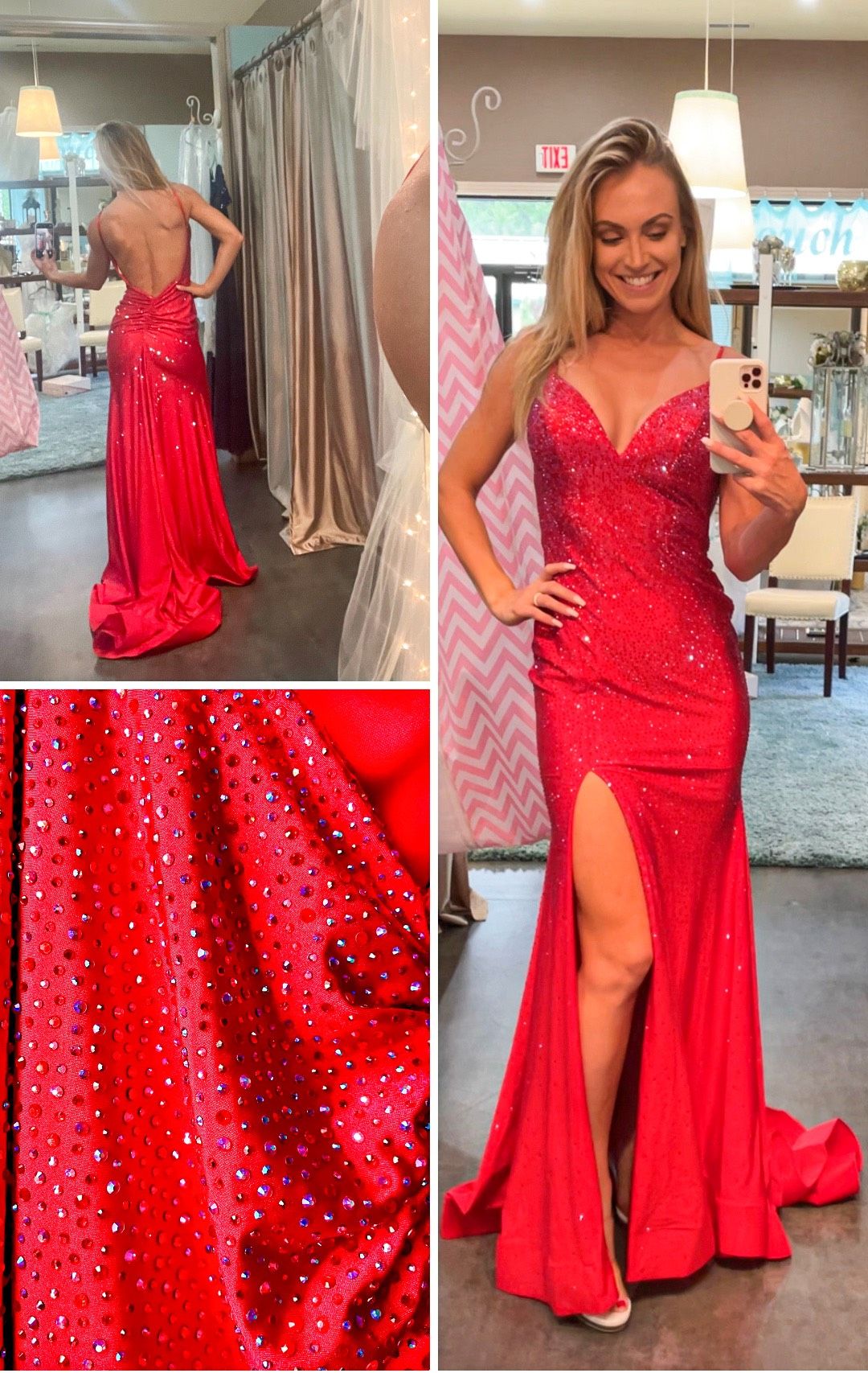 Sherri Hill Size 4 Prom Red Side Slit Dress on Queenly