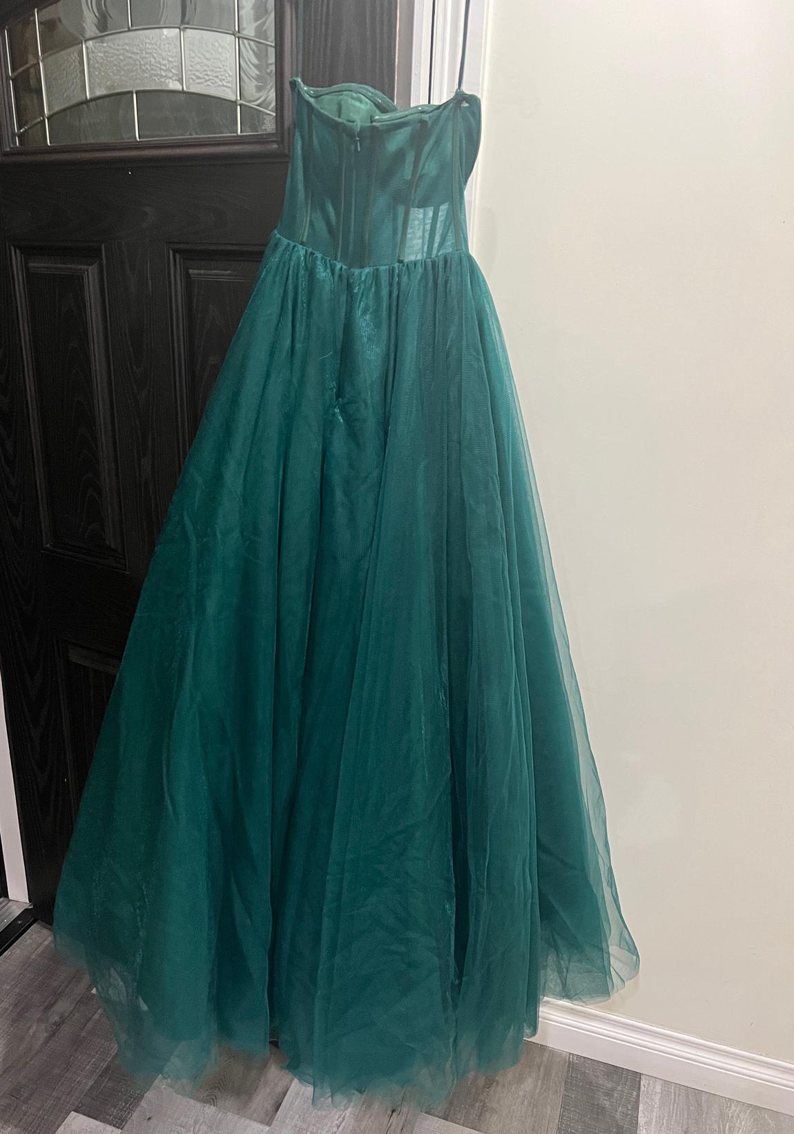Bicici & Coty Size 4 Prom Strapless Sheer Green Ball Gown on Queenly
