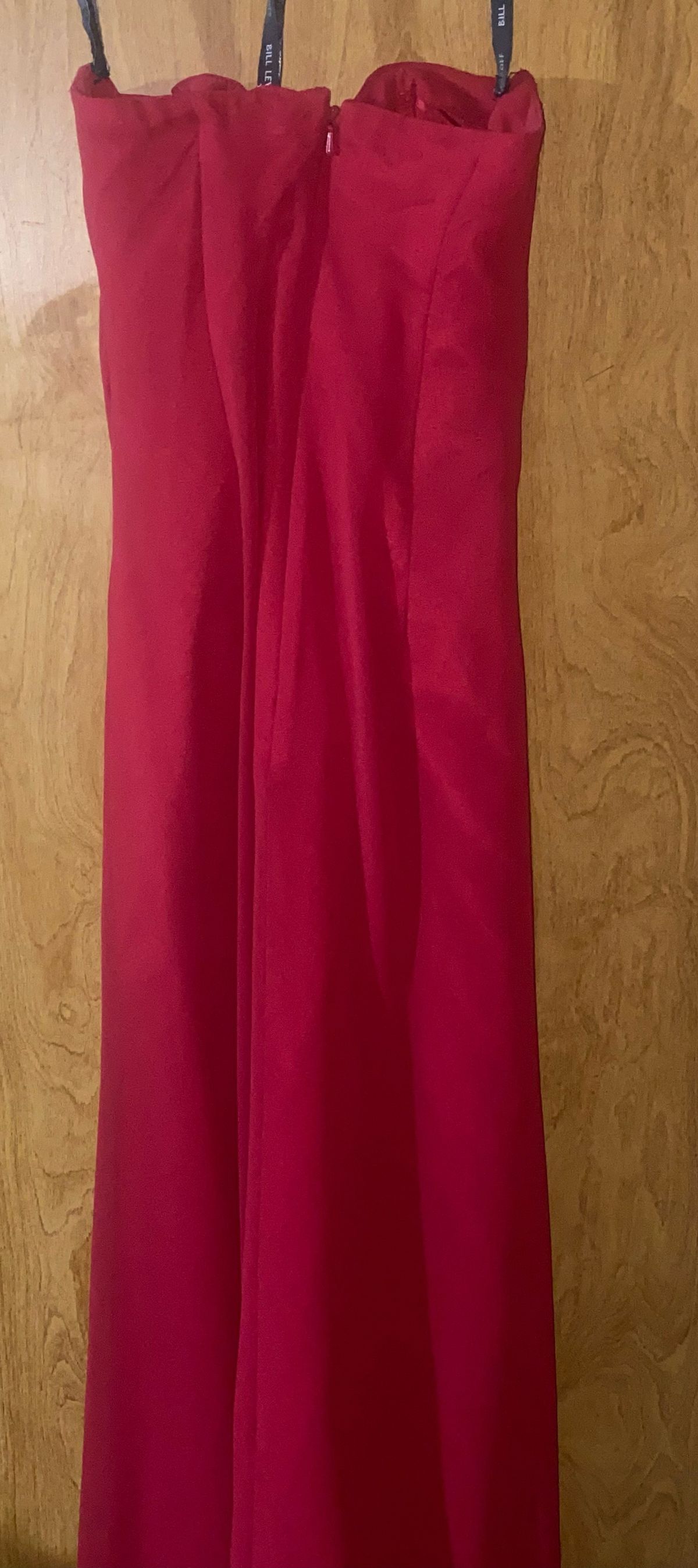 Bill Levkoff Size 2 Prom Strapless Red Side Slit Dress on Queenly