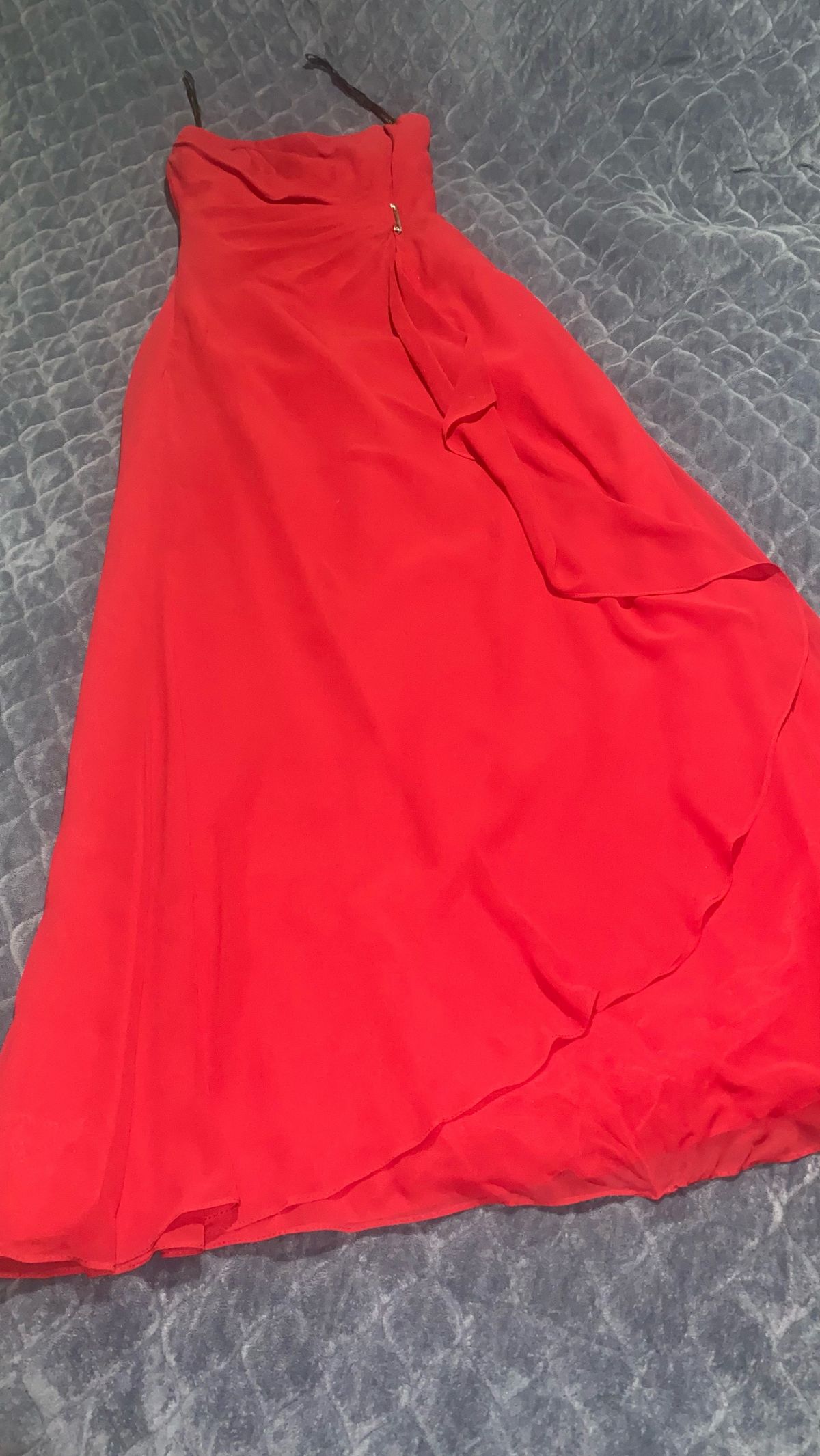 Bill Levkoff Size 2 Prom Strapless Red Side Slit Dress on Queenly