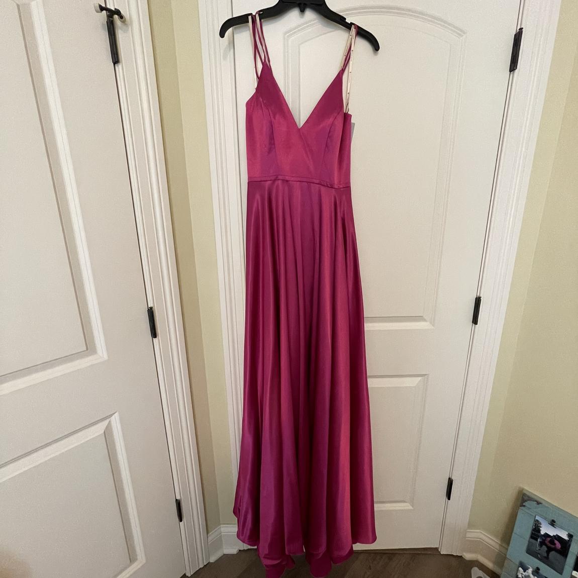 Faviana Size 6 Bridesmaid Satin Hot Pink A-line Dress on Queenly