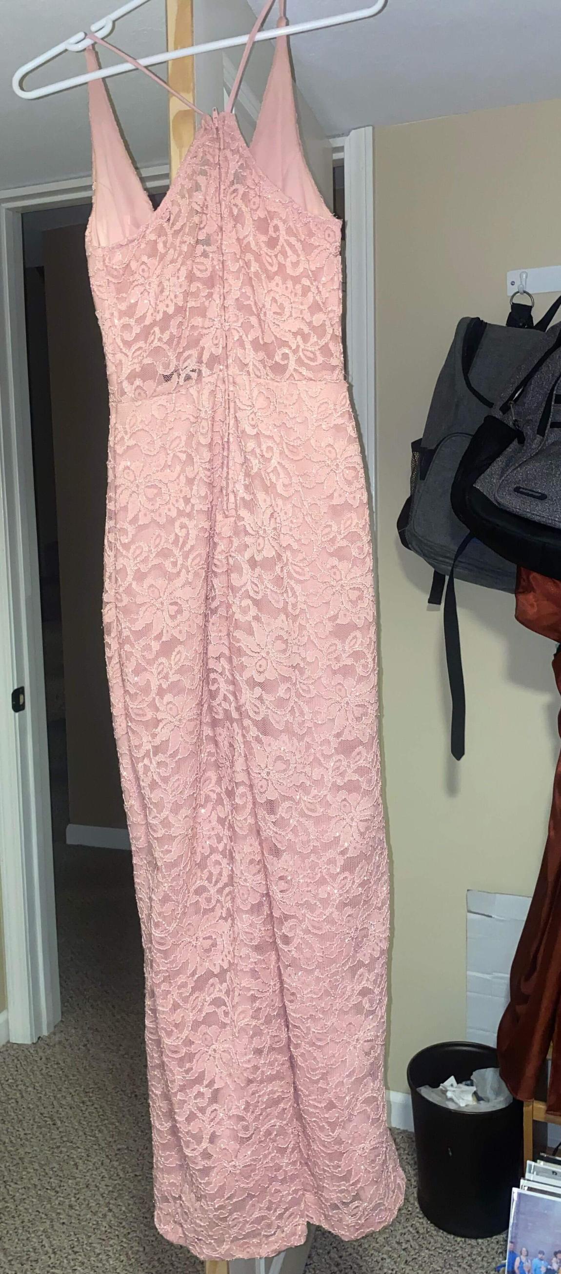 Size 6 Prom Sequined Light Pink Floor Length Maxi on Queenly