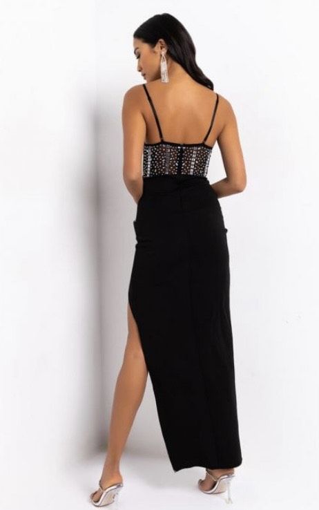 AKIRA Size 2 Sequined Black Side Slit Dress on Queenly