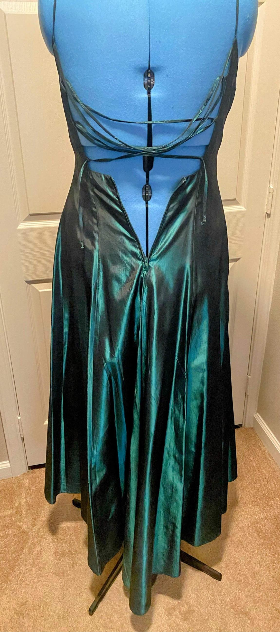 Size 12 Satin Green Floor Length Maxi on Queenly