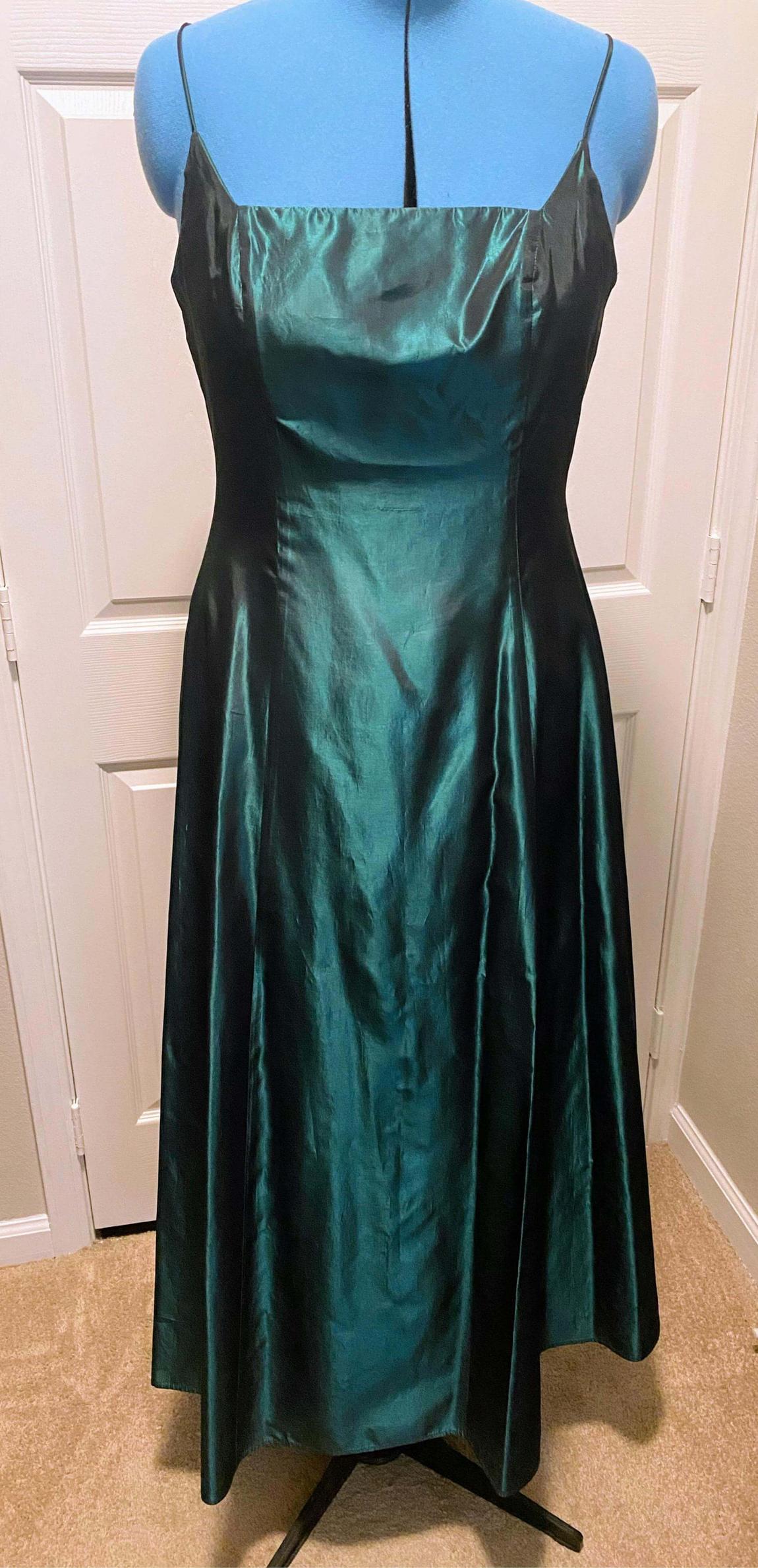 Size 12 Satin Green Floor Length Maxi on Queenly