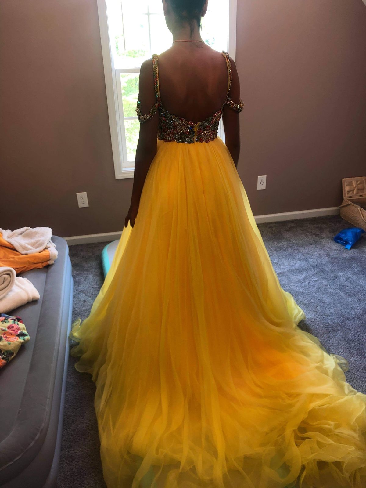 Sherri Hill Size 2 Prom Sequined Yellow Ball Gown on Queenly