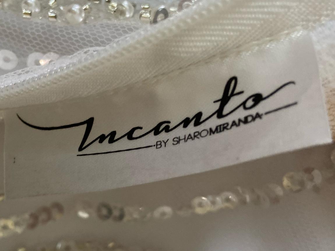 Incanto by Sharo Miranda Size 4 Sequined White Side Slit Dress on Queenly
