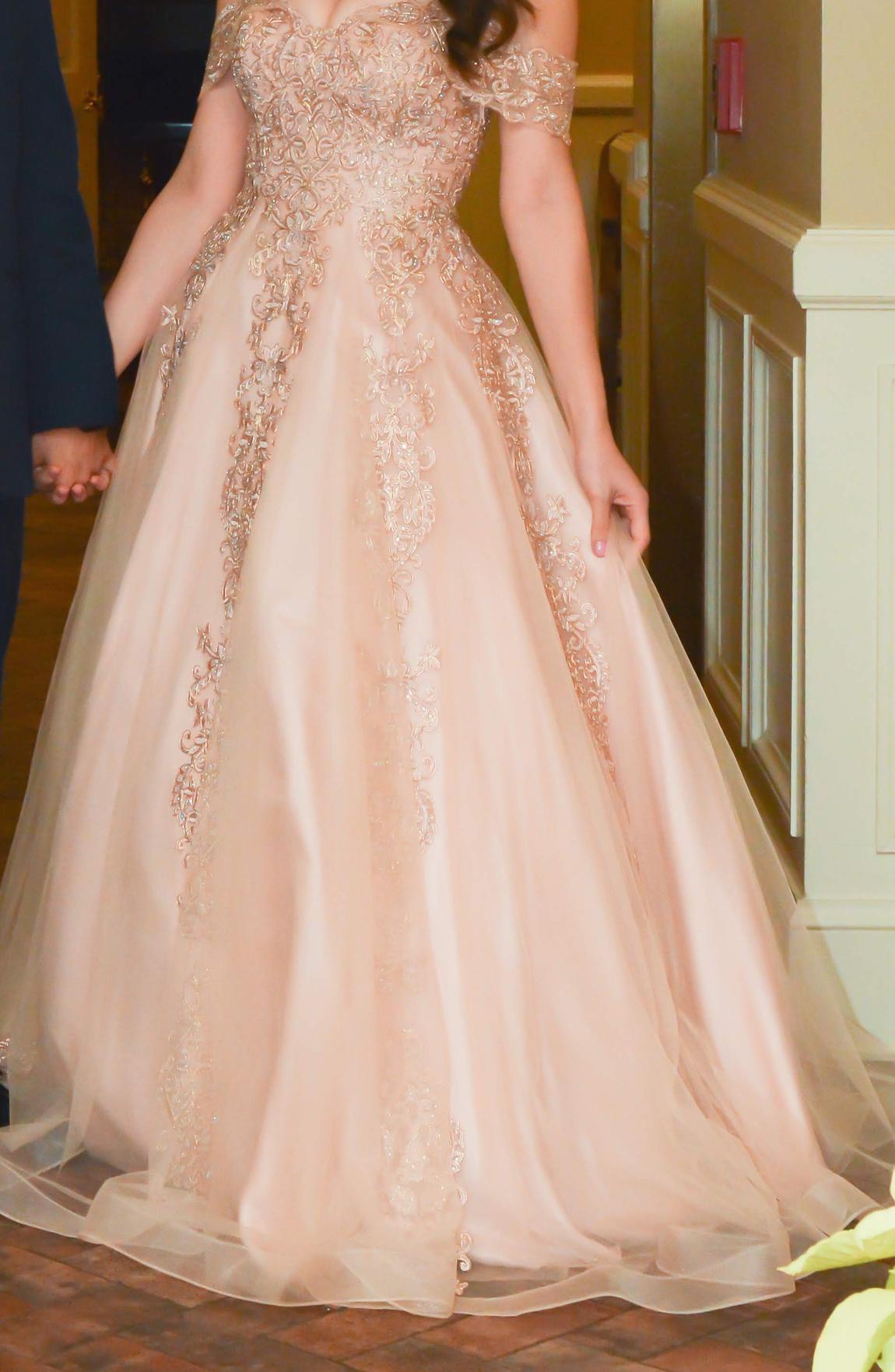 Size 6 Off The Shoulder Lace Rose Gold Ball Gown on Queenly
