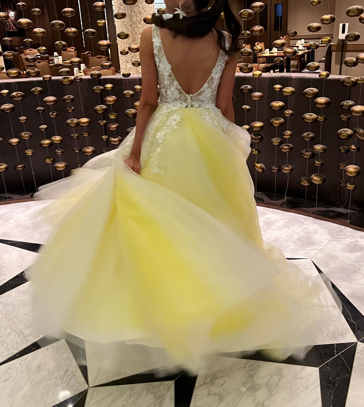 Jovani Size 0 Prom Plunge Lace Yellow Ball Gown on Queenly
