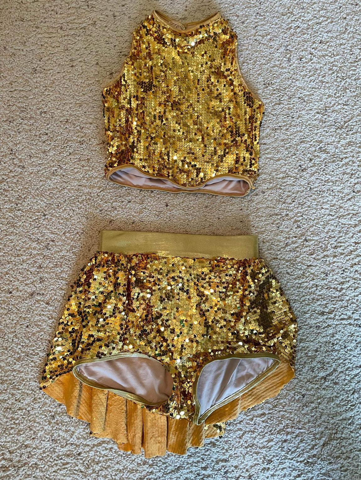 Size 2 Fun Fashion Gold Formal Jumpsuit on Queenly