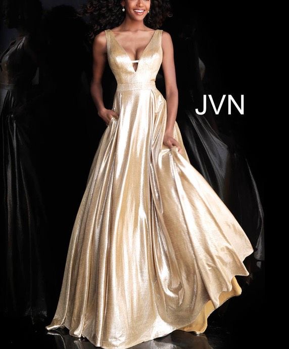Jovani Size 4 Prom Gold A-line Dress on Queenly