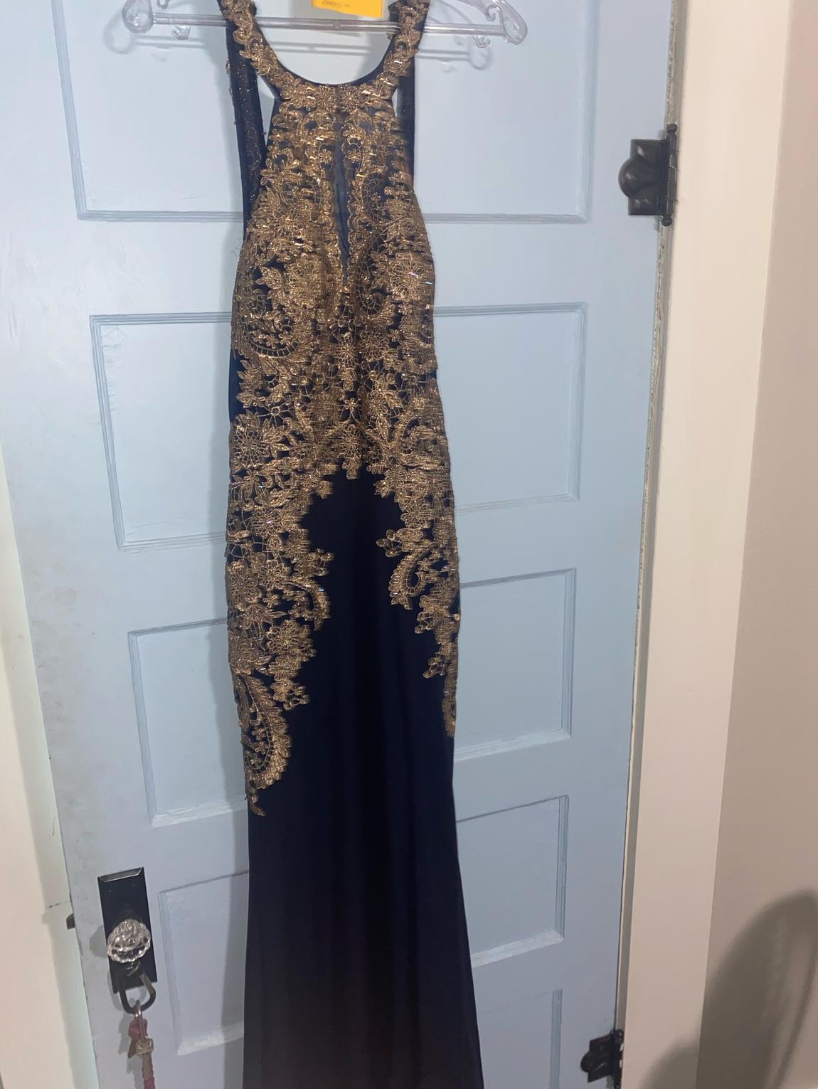 Size 8 Prom Lace Blue Side Slit Dress on Queenly