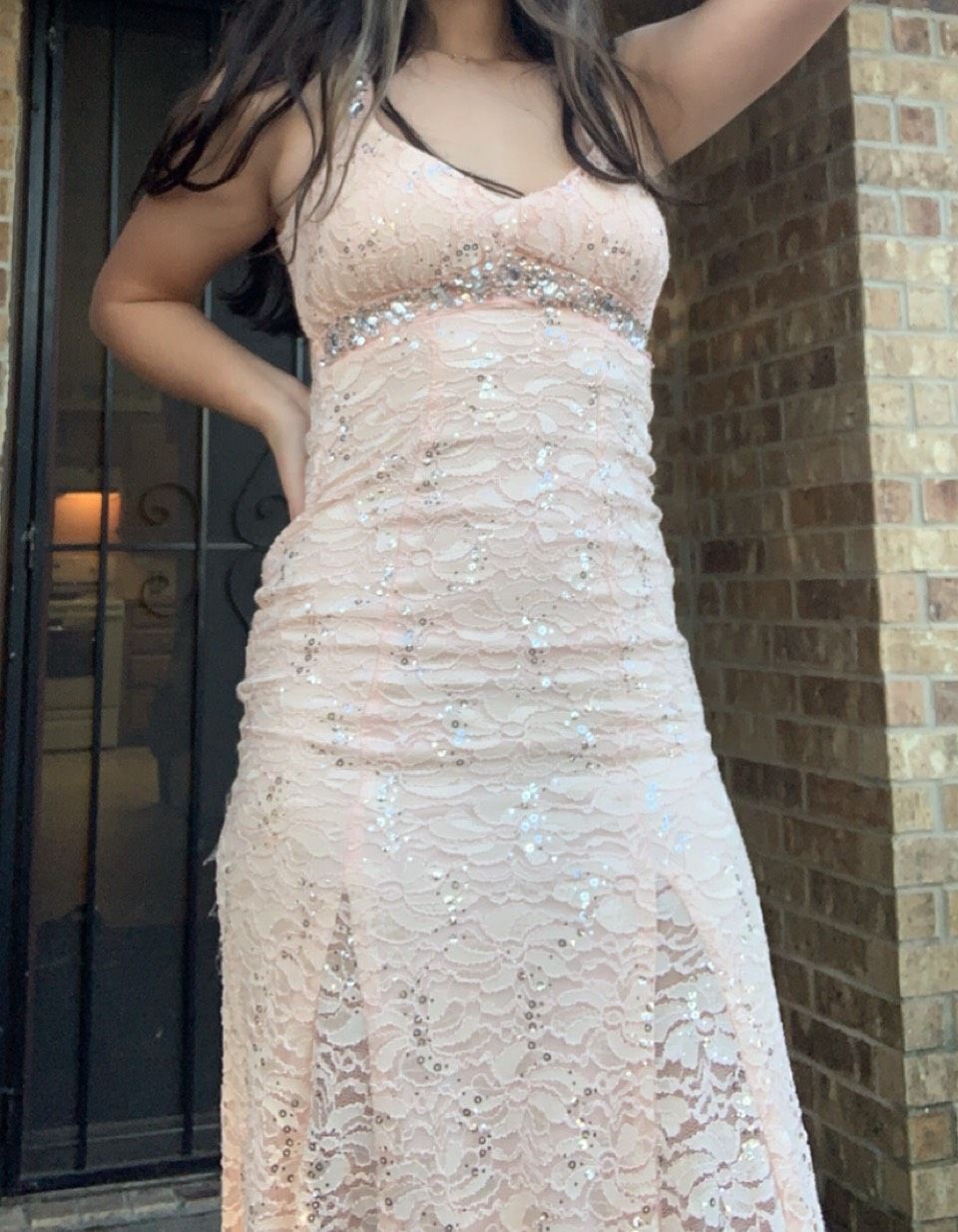 My Michelle Size 2 Prom Lace Light Pink Mermaid Dress on Queenly