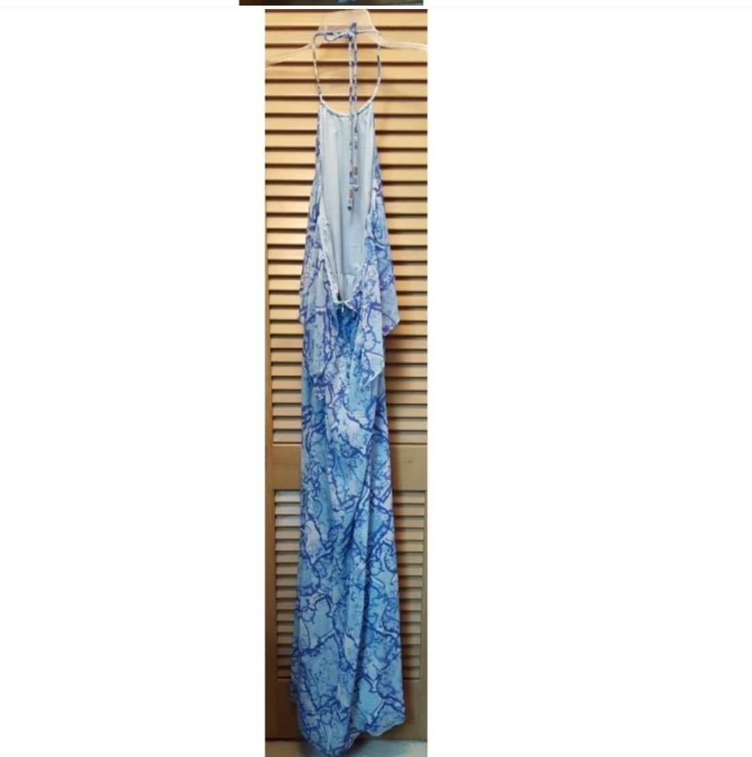 Vince Camuto Size 14 Halter Blue Floor Length Maxi on Queenly