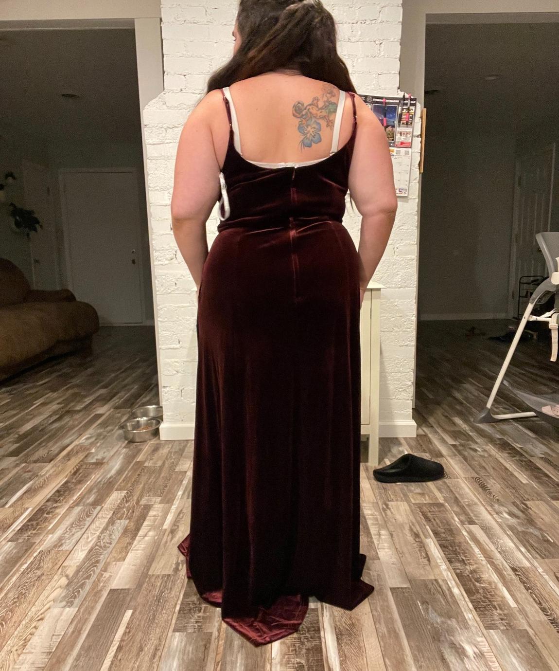Size 14 Bridesmaid Velvet Burgundy Red A-line Dress on Queenly