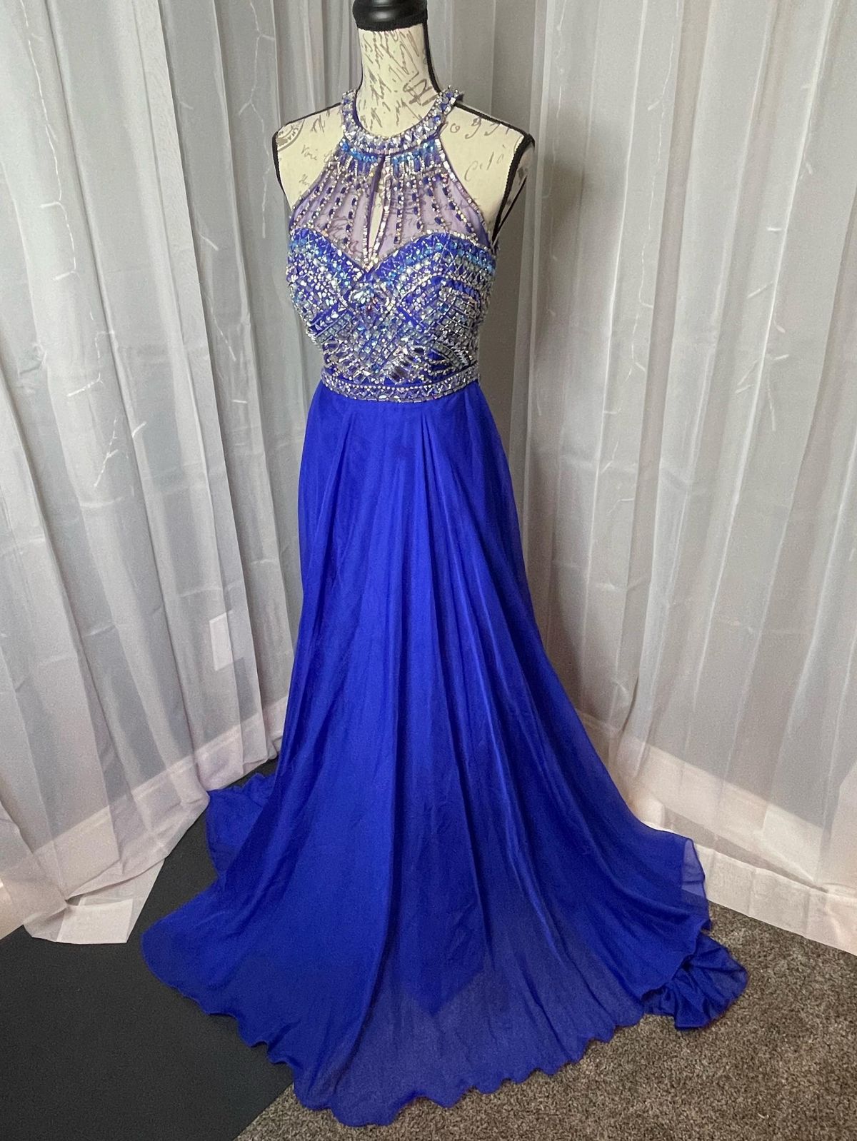 Rachel Allan Size 10 Fun Fashion Blue A-line Dress on Queenly