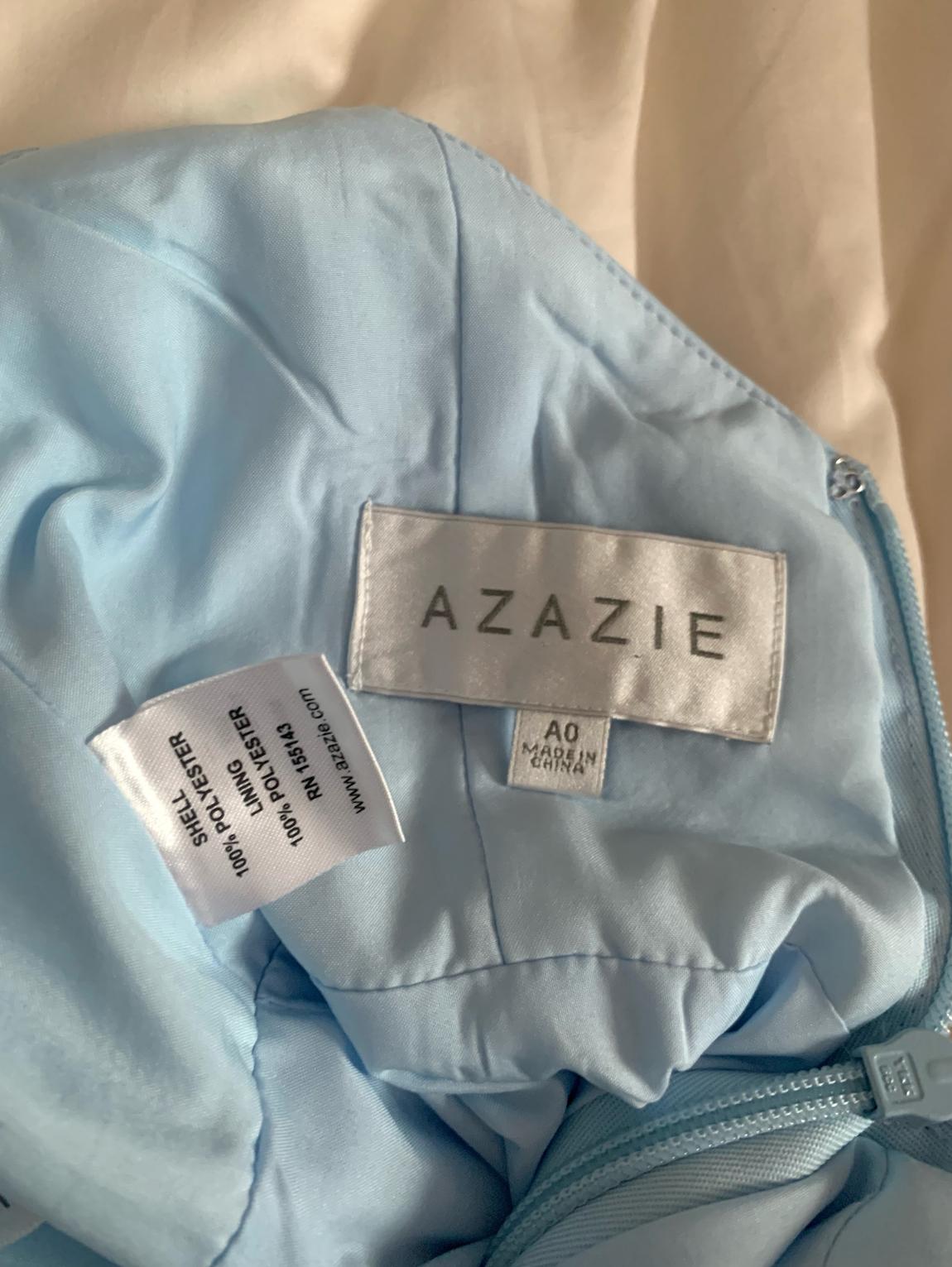 Azazie Size 0 Halter Blue Side Slit Dress on Queenly