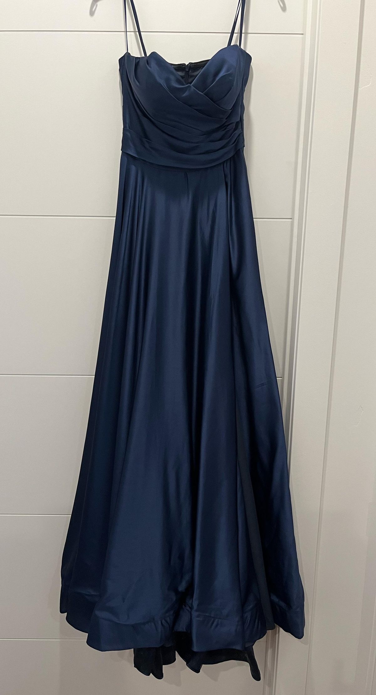 La Femme Size 4 Strapless Navy Blue Ball Gown on Queenly
