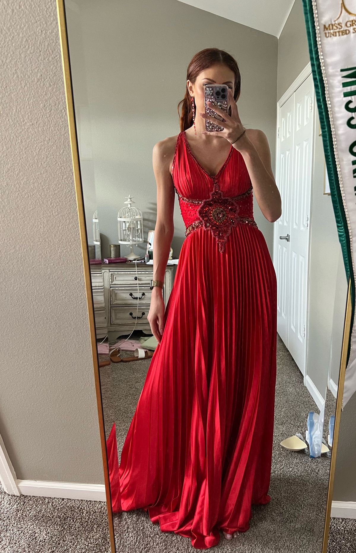 Size 4 Satin Red A-line Dress on Queenly