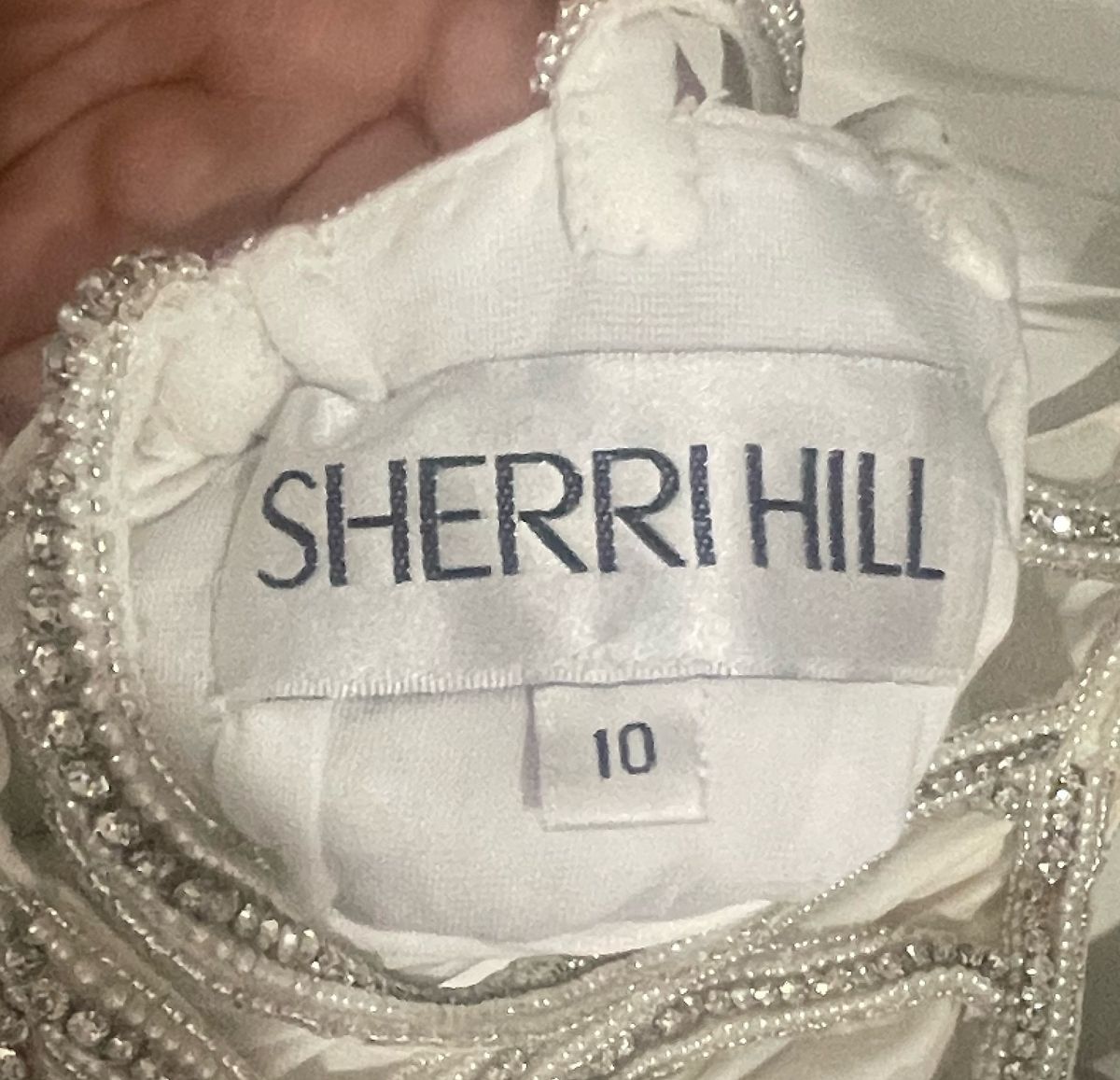 Sherri Hill Size 10 Prom Halter Sequined White Cocktail Dress on Queenly