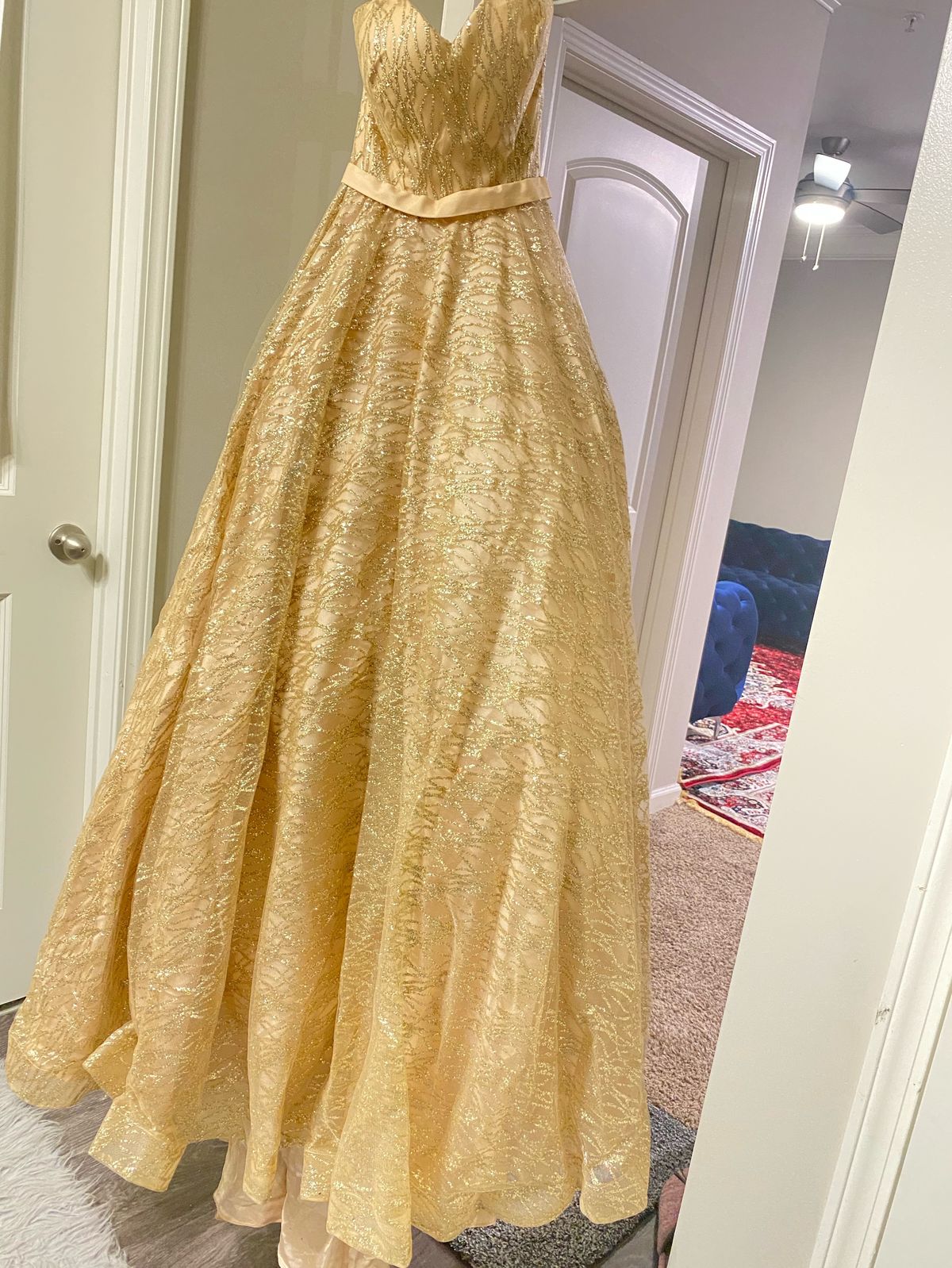 Jadore evening designer Girls Size 8 Gold Ball Gown on Queenly
