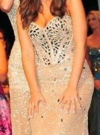 Size 4 Prom Strapless Sequined Nude Floor Length Maxi on Queenly