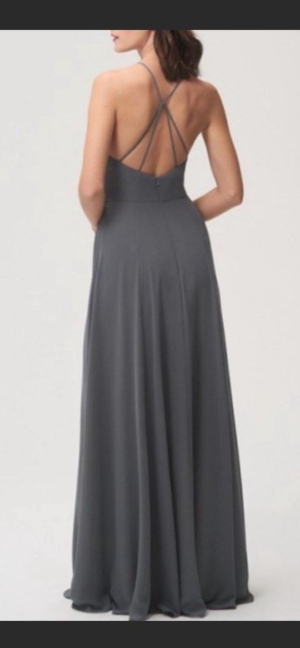 Jenny Yoo Size 4 Silver Floor Length Maxi on Queenly